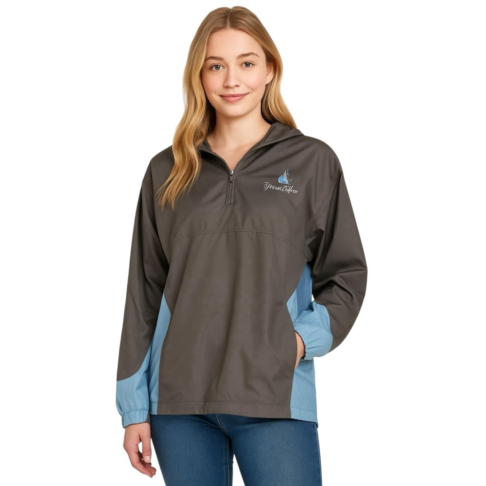 Disney Parks Windbreaker Pullover Jacket Gray Blue Half Zip Unisex Adult Size XS